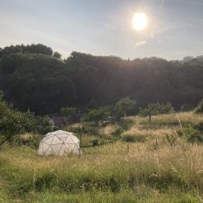 Serre géodesique dans le jardin